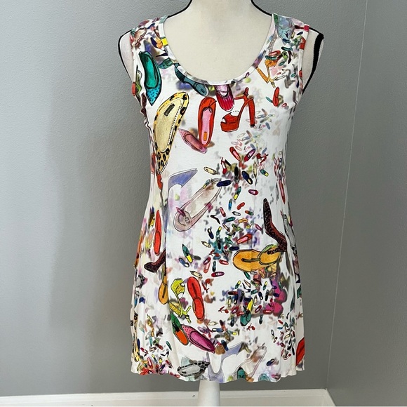 Karen Kane Multicolor Graphic Shoe Sleeveless Top - Picture 3 of 12